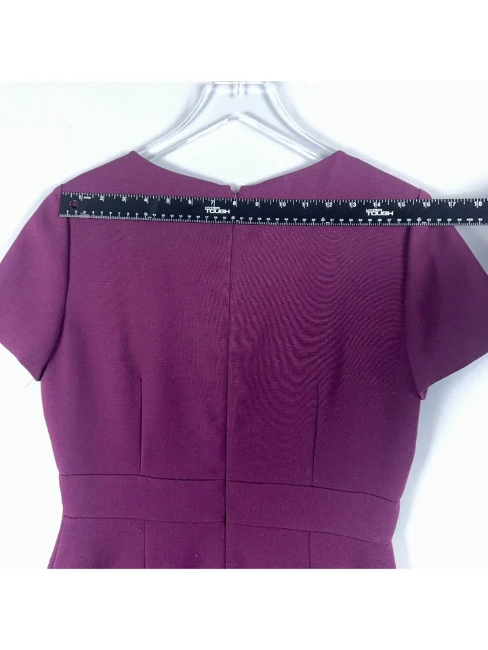 Tahari Arthur S. Levine Sheath Dress Women Size 8 Purple Short Sleeve Belted - Picture 9 of 12